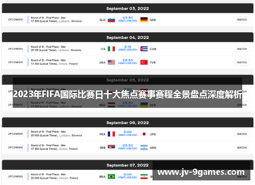2023年FIFA国际比赛日十大焦点赛事赛程全景盘点深度解析